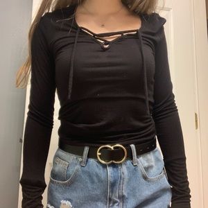 Very Soft, Simple, Sexy Black Tie Front Shirt